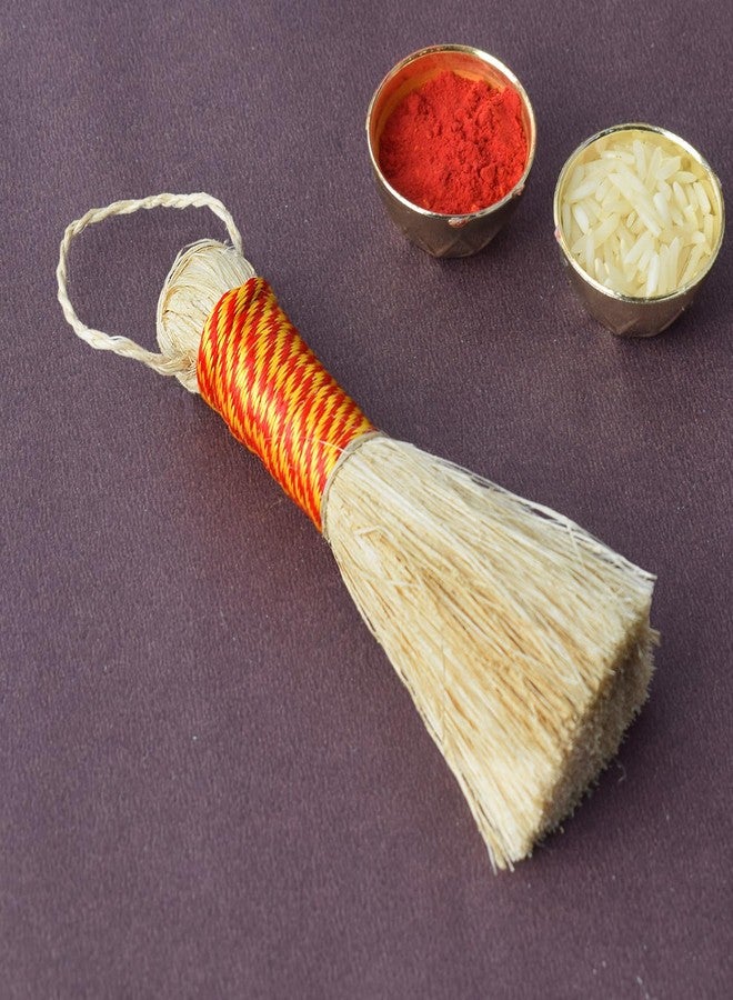 SATVIK 1 Pc - 10 Inch - Big l Om Shanthi Banana Fiber Puja Broom/Jhadu | Handcrafted Cleaning Broom for Puja Room & Home Temple - Image 4